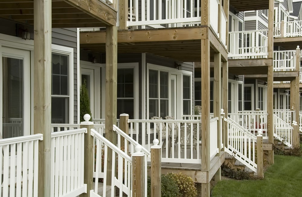 Front porches of similar summer homes